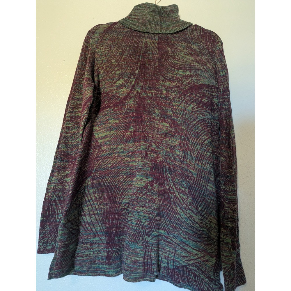 Soft Surroundings Space Dye Turtleneck Sweater Burgundy Green Teal Knit Top